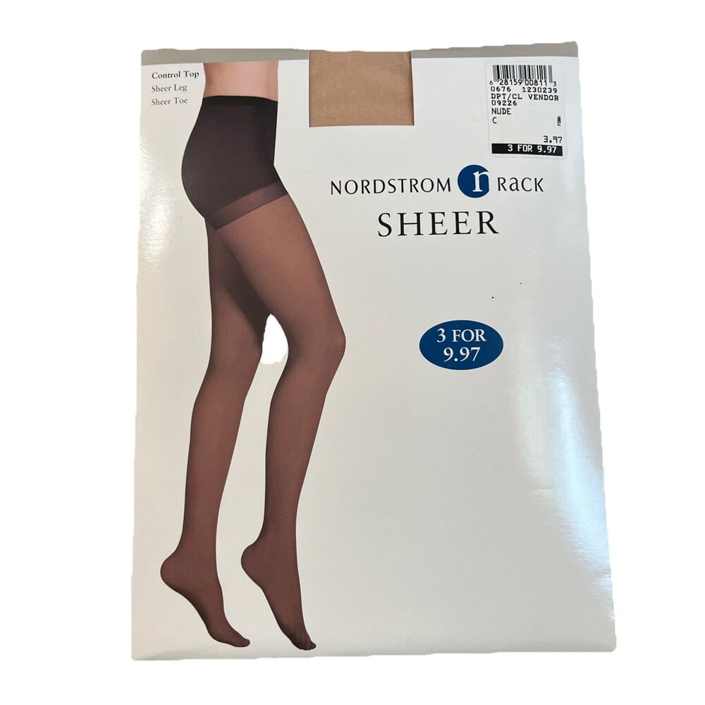 NWT Nordstrom Rack Hosiery Sheer Leg Sheer Toe Control Top Nude Sz C